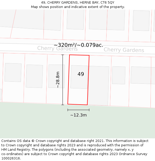 49, CHERRY GARDENS, HERNE BAY, CT6 5QY: Plot and title map