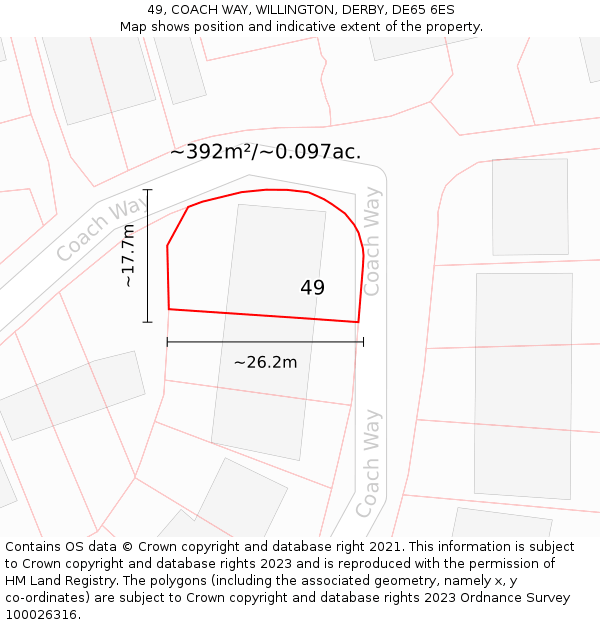 49, COACH WAY, WILLINGTON, DERBY, DE65 6ES: Plot and title map