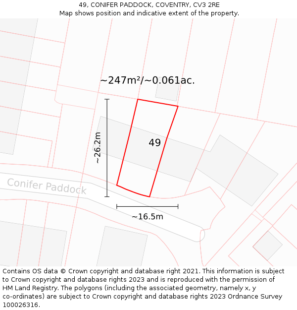 49, CONIFER PADDOCK, COVENTRY, CV3 2RE: Plot and title map