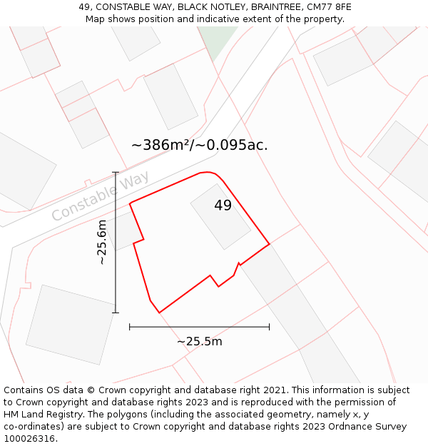 49, CONSTABLE WAY, BLACK NOTLEY, BRAINTREE, CM77 8FE: Plot and title map