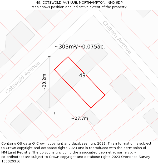 49, COTSWOLD AVENUE, NORTHAMPTON, NN5 6DP: Plot and title map