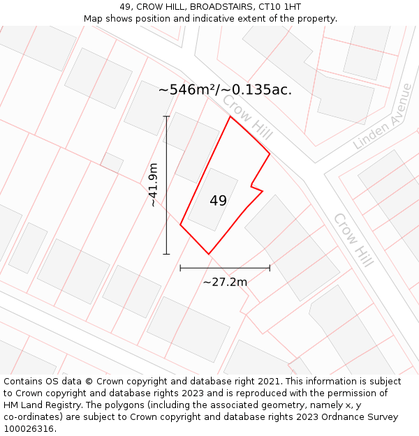 49, CROW HILL, BROADSTAIRS, CT10 1HT: Plot and title map