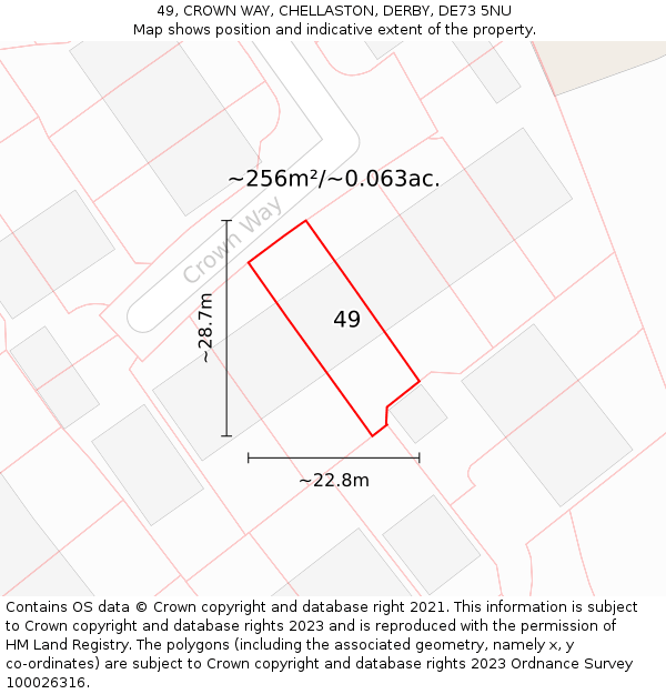 49, CROWN WAY, CHELLASTON, DERBY, DE73 5NU: Plot and title map