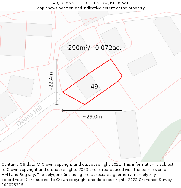 49, DEANS HILL, CHEPSTOW, NP16 5AT: Plot and title map