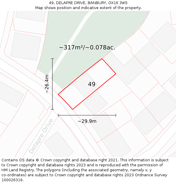 49, DELAPRE DRIVE, BANBURY, OX16 3WS: Plot and title map