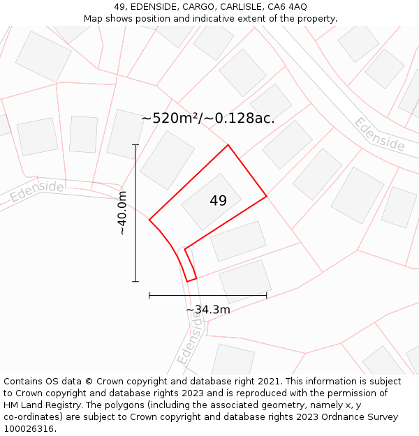 49, EDENSIDE, CARGO, CARLISLE, CA6 4AQ: Plot and title map