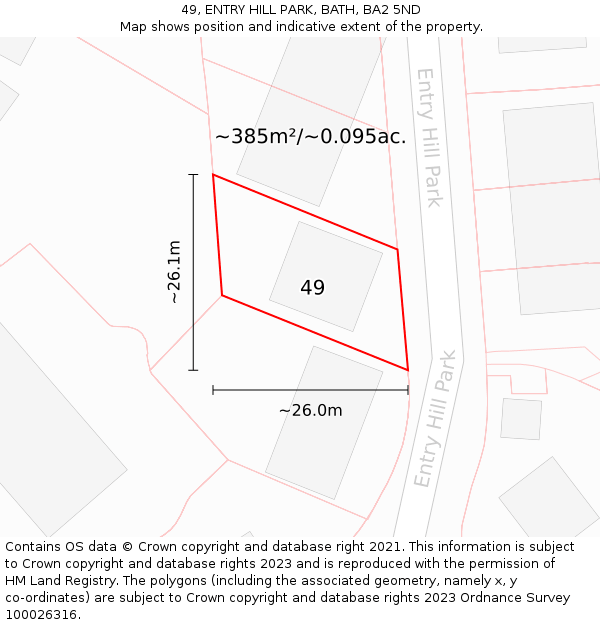 49, ENTRY HILL PARK, BATH, BA2 5ND: Plot and title map