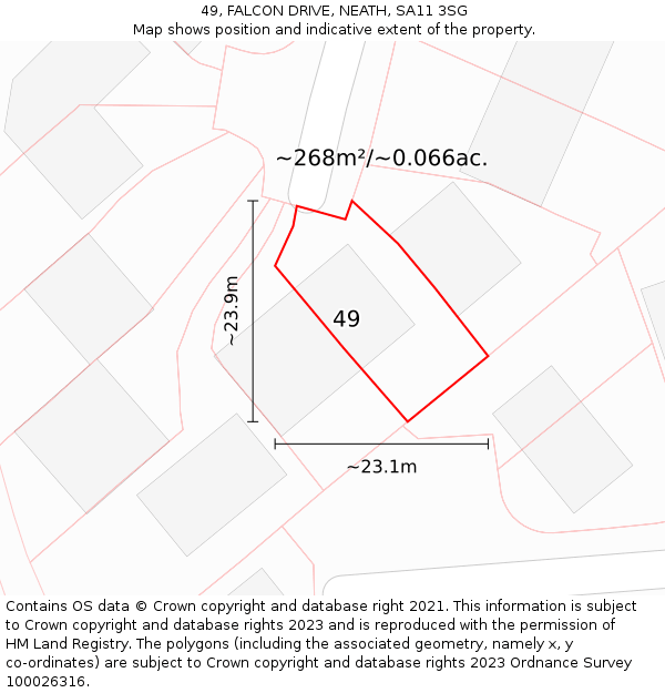 49, FALCON DRIVE, NEATH, SA11 3SG: Plot and title map