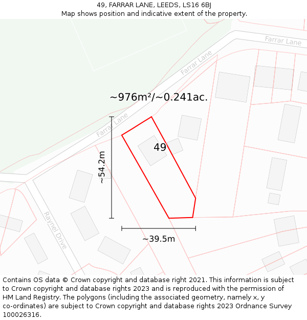 49, FARRAR LANE, LEEDS, LS16 6BJ: Plot and title map