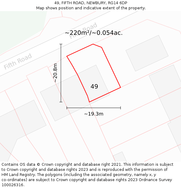 49, FIFTH ROAD, NEWBURY, RG14 6DP: Plot and title map