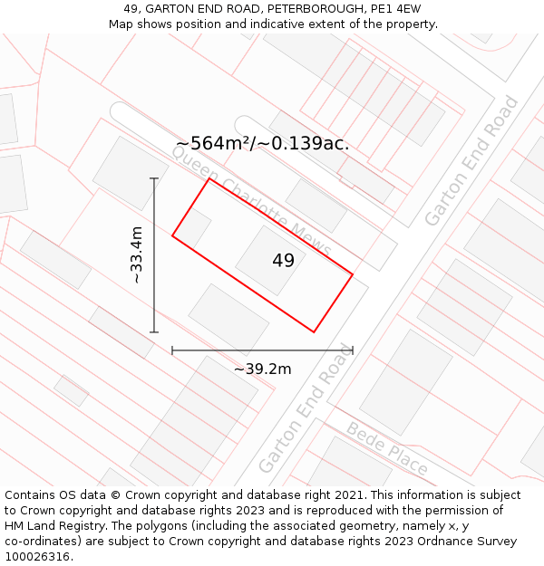 49, GARTON END ROAD, PETERBOROUGH, PE1 4EW: Plot and title map