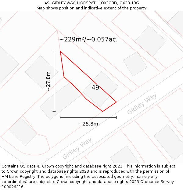 49, GIDLEY WAY, HORSPATH, OXFORD, OX33 1RG: Plot and title map