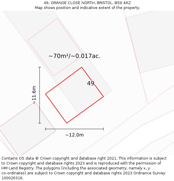 49, GRANGE CLOSE NORTH, BRISTOL, BS9 4AZ: Plot and title map