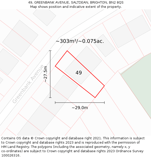 49, GREENBANK AVENUE, SALTDEAN, BRIGHTON, BN2 8QS: Plot and title map