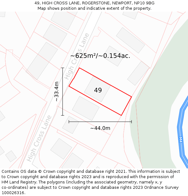 49, HIGH CROSS LANE, ROGERSTONE, NEWPORT, NP10 9BG: Plot and title map