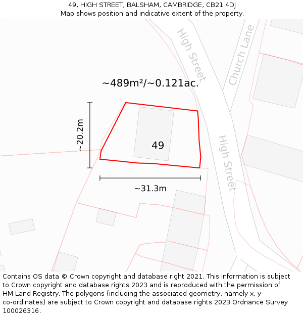 49, HIGH STREET, BALSHAM, CAMBRIDGE, CB21 4DJ: Plot and title map