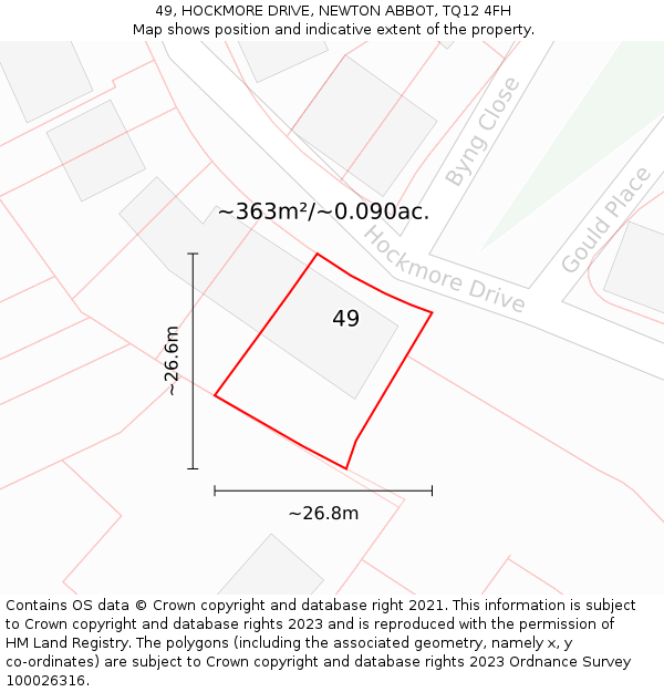 49, HOCKMORE DRIVE, NEWTON ABBOT, TQ12 4FH: Plot and title map