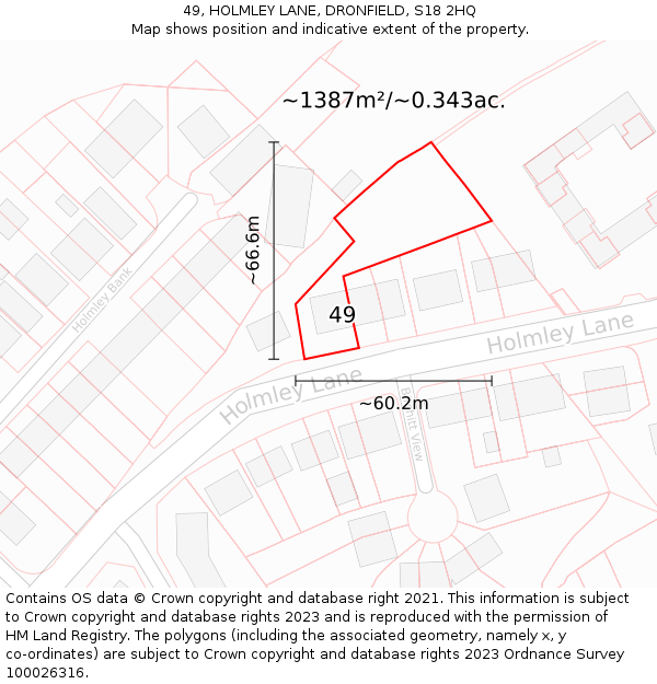 49, HOLMLEY LANE, DRONFIELD, S18 2HQ: Plot and title map