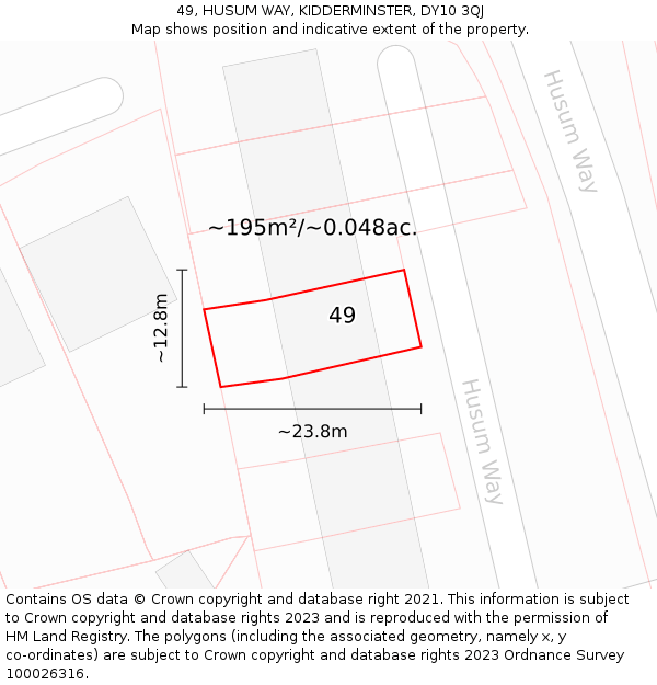 49, HUSUM WAY, KIDDERMINSTER, DY10 3QJ: Plot and title map