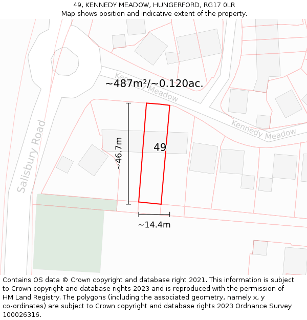 49, KENNEDY MEADOW, HUNGERFORD, RG17 0LR: Plot and title map