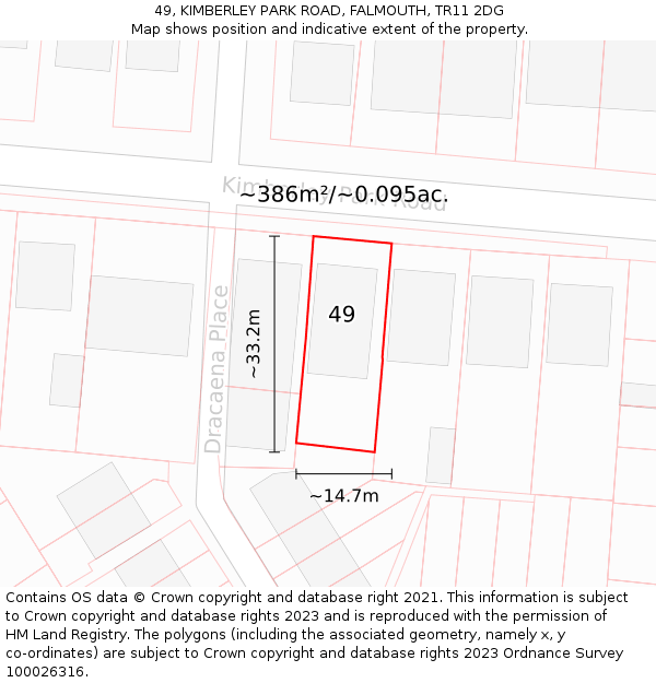 49, KIMBERLEY PARK ROAD, FALMOUTH, TR11 2DG: Plot and title map