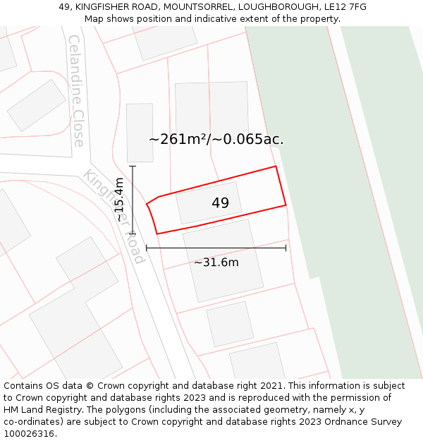 49, KINGFISHER ROAD, MOUNTSORREL, LOUGHBOROUGH, LE12 7FG: Plot and title map