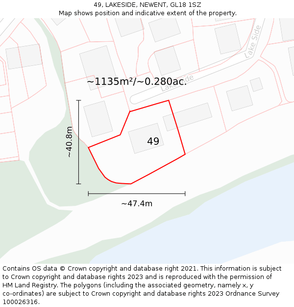 49, LAKESIDE, NEWENT, GL18 1SZ: Plot and title map