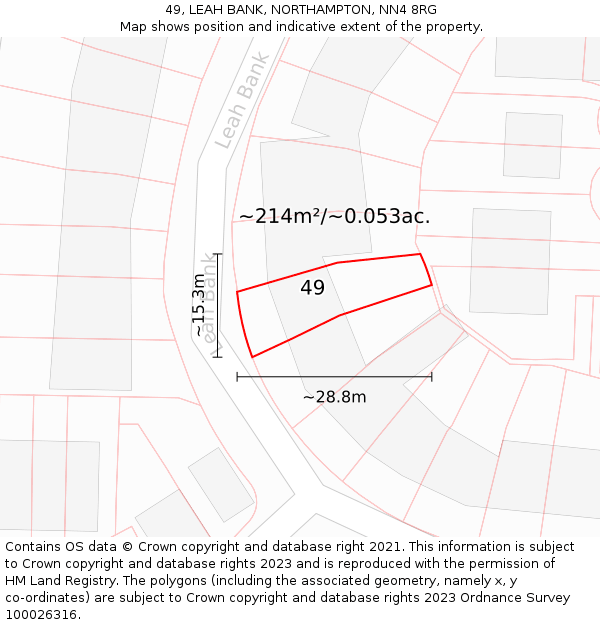 49, LEAH BANK, NORTHAMPTON, NN4 8RG: Plot and title map