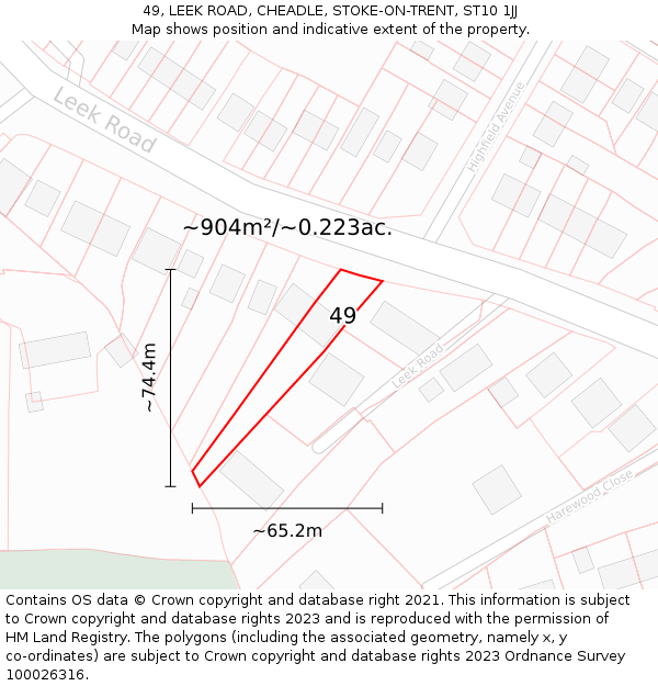 49, LEEK ROAD, CHEADLE, STOKE-ON-TRENT, ST10 1JJ: Plot and title map