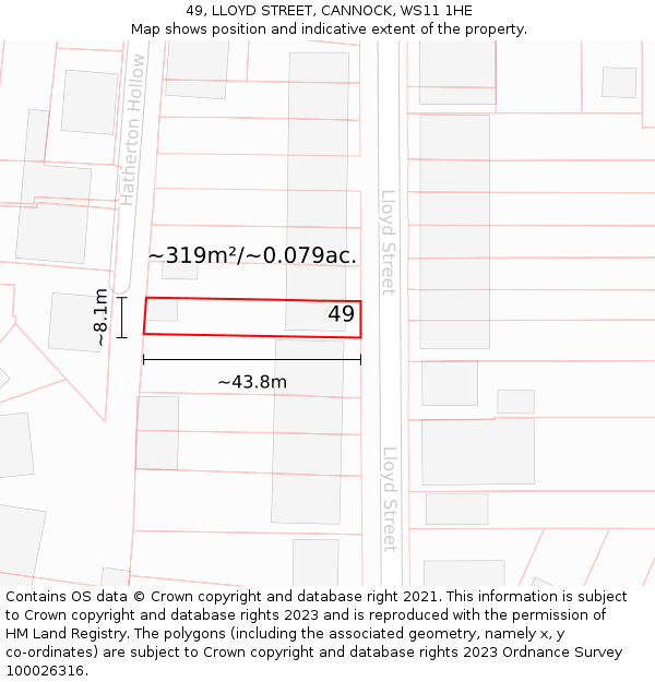 49, LLOYD STREET, CANNOCK, WS11 1HE: Plot and title map