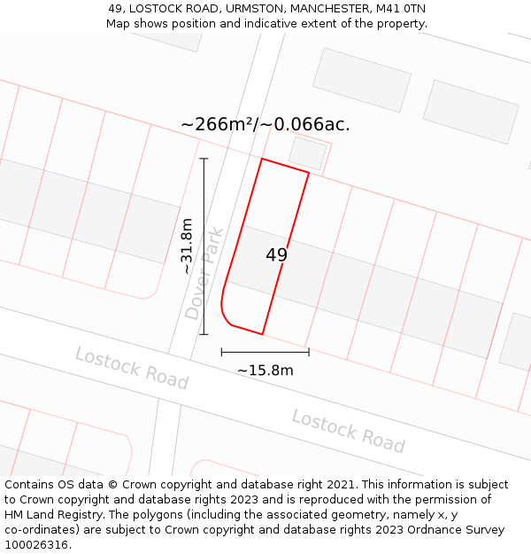 49, LOSTOCK ROAD, URMSTON, MANCHESTER, M41 0TN: Plot and title map