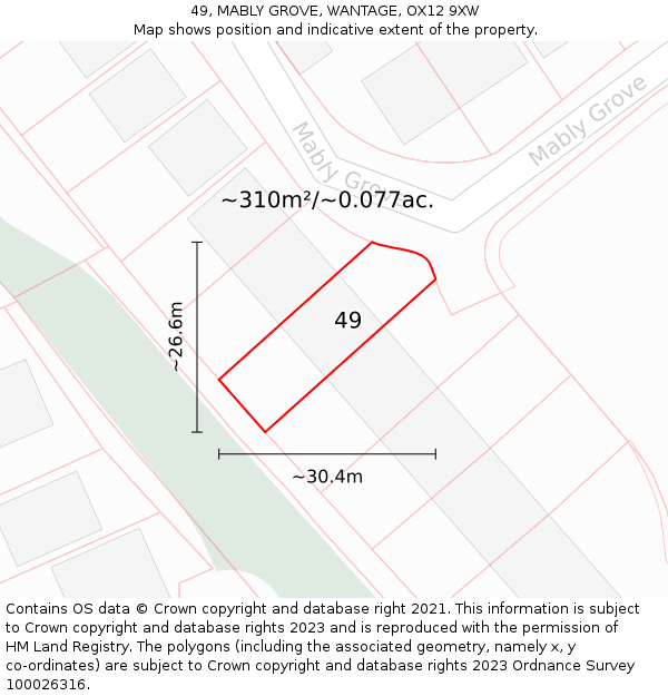 49, MABLY GROVE, WANTAGE, OX12 9XW: Plot and title map