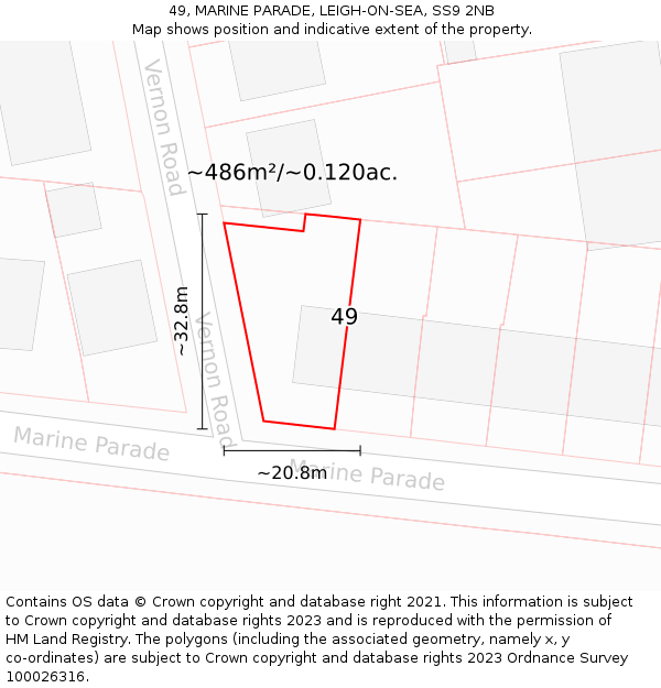 49, MARINE PARADE, LEIGH-ON-SEA, SS9 2NB: Plot and title map