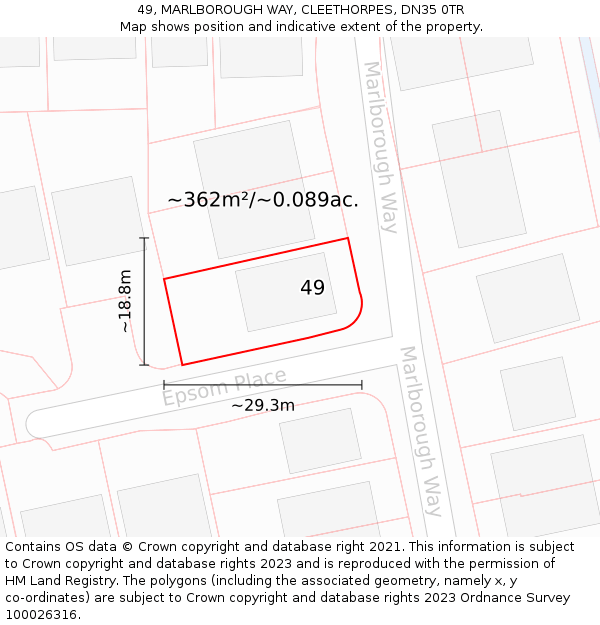 49, MARLBOROUGH WAY, CLEETHORPES, DN35 0TR: Plot and title map