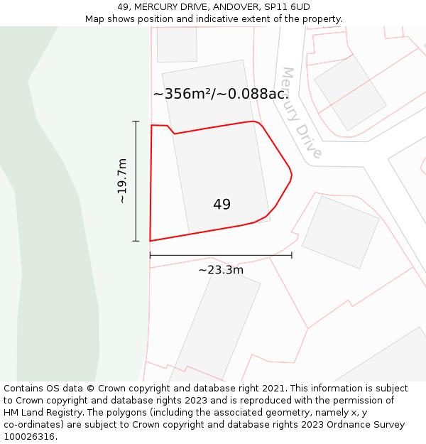 49, MERCURY DRIVE, ANDOVER, SP11 6UD: Plot and title map