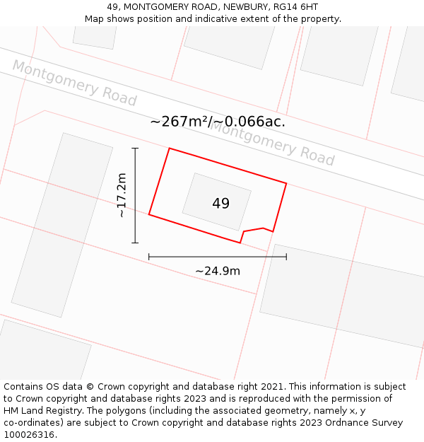 49, MONTGOMERY ROAD, NEWBURY, RG14 6HT: Plot and title map