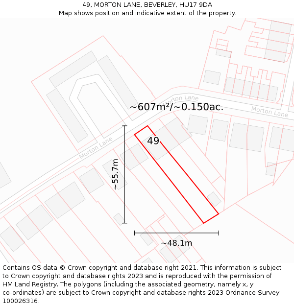 49, MORTON LANE, BEVERLEY, HU17 9DA: Plot and title map