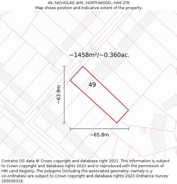 49, NICHOLAS WAY, NORTHWOOD, HA6 2TR: Plot and title map