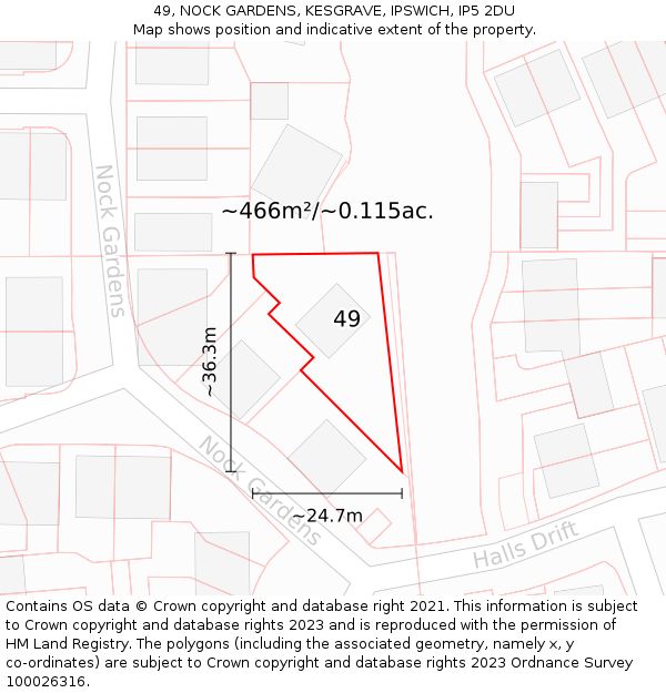 49, NOCK GARDENS, KESGRAVE, IPSWICH, IP5 2DU: Plot and title map