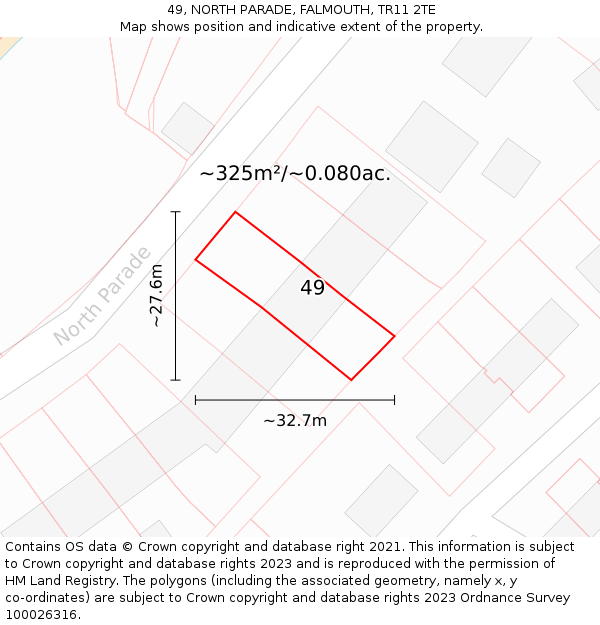 49, NORTH PARADE, FALMOUTH, TR11 2TE: Plot and title map