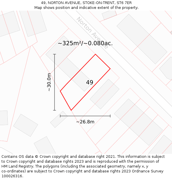 49, NORTON AVENUE, STOKE-ON-TRENT, ST6 7ER: Plot and title map