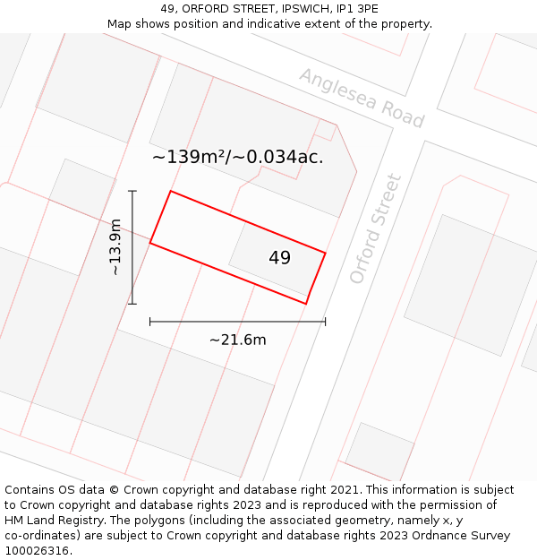 49, ORFORD STREET, IPSWICH, IP1 3PE: Plot and title map