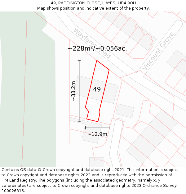 49, PADDINGTON CLOSE, HAYES, UB4 9QH: Plot and title map
