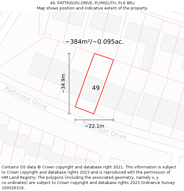 49, PATTINSON DRIVE, PLYMOUTH, PL6 8RU: Plot and title map