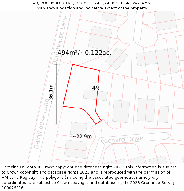 49, POCHARD DRIVE, BROADHEATH, ALTRINCHAM, WA14 5NJ: Plot and title map