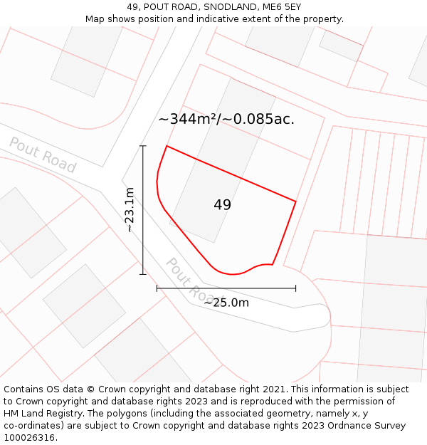 49, POUT ROAD, SNODLAND, ME6 5EY: Plot and title map