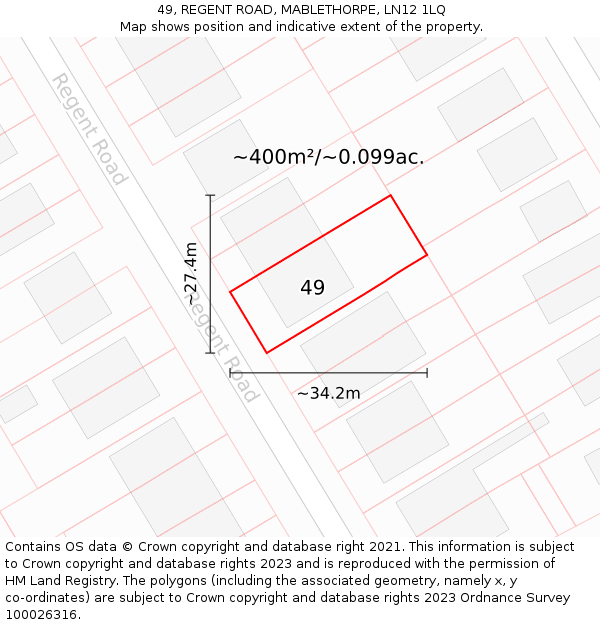 49, REGENT ROAD, MABLETHORPE, LN12 1LQ: Plot and title map