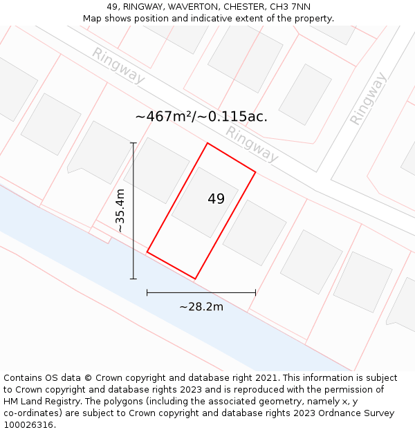 49, RINGWAY, WAVERTON, CHESTER, CH3 7NN: Plot and title map