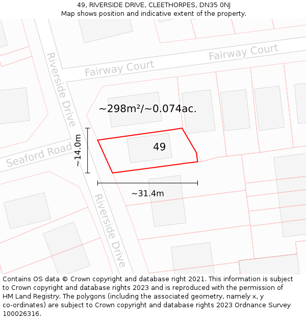 49, RIVERSIDE DRIVE, CLEETHORPES, DN35 0NJ: Plot and title map