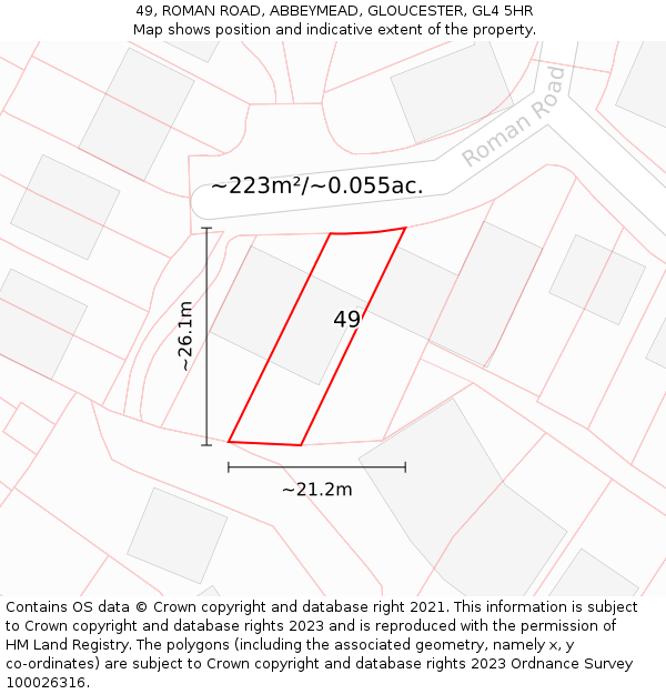 49, ROMAN ROAD, ABBEYMEAD, GLOUCESTER, GL4 5HR: Plot and title map